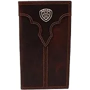 "Men's Dark Brown Leather Rodeo Wallet Center Shield"