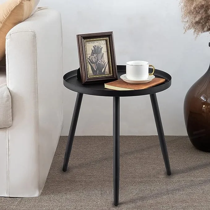 Round Side End Tables with Storage Bag for Living Room Bedroom Industial Small Side Accent Bedside Table Metal Pink