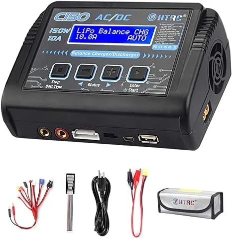 LiPo Charger RC Charger Lipo Battery Balance Charger RC Car Battery Charger Discharger 150W 10A 1-6S AC/DC for Li-ion/Life/NiCd/NiMH/LiHV/PB/Smart Battery with Fireproof Safe Bag