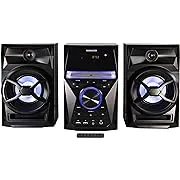 Magnavox MM441 3-Piece CD Shelf System with Digital PLL FM Stereo Radio, Bluetooth Wireless Technology, and Remote Control in Black | Blue Colored Speaker Lights | LED Display | AUX Port Compatible |