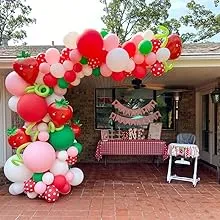 Strawberry Party Decoration Balloon Garland Set, Girl Birthday Party Supplies, Strawberry Red Aluminum Foil Balloon Latex Balloon