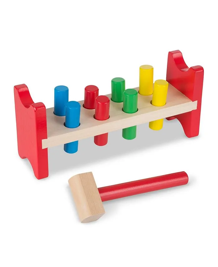 Melissa & Doug Deluxe Wooden Pound-A-Peg Toy With Hammer - FSC Certified