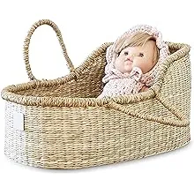 BEBE BASK Premium Baby Doll Bassinet - Handcrafted Baby Doll Moses Basket - Perfect Baby Doll Basket or Baby Doll Basket Carrier - Dreamy Doll Bed - Baby Doll Carrier with Luxe MattressBEBE BASK Premium Baby Doll Bassinet - Handcrafted…