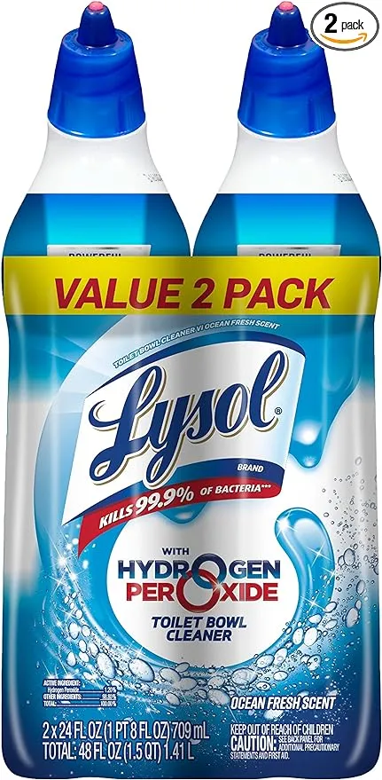 Lysol Toilet Bowl Cleaner Gel, For Cleaning and Disinfecting, Bleach Free, Ocean Fresh Scent, 24oz (Pack of 2)