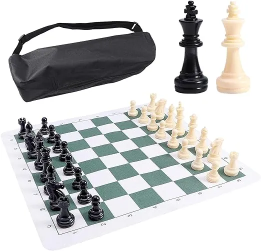 20" Portable Chess & Checkers Set 2 In 1 Travel Board Games For Kids