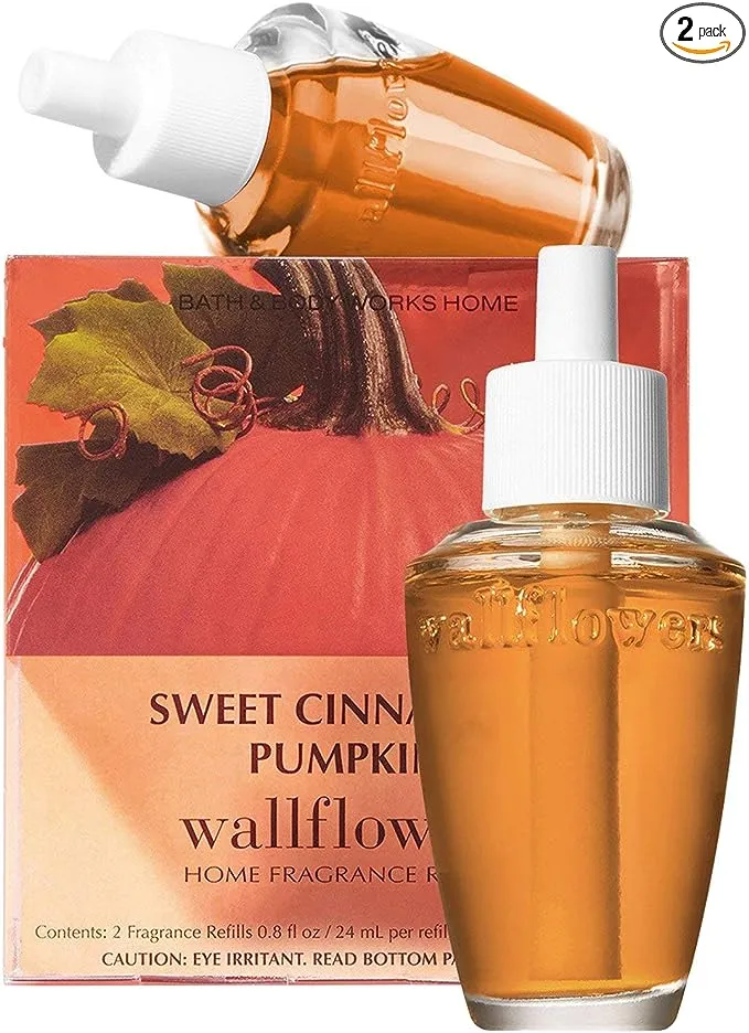 Bath & Body Works Sweet Cinnamon Pumpkin Wallflowers Home Fragrance Refills, 2 Pack (1.6 fl oz Total)