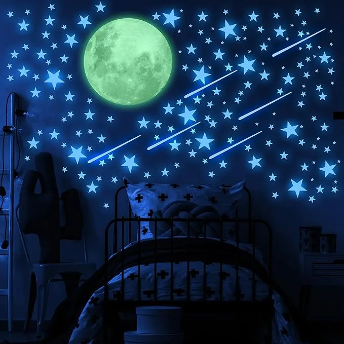 Glow in The Dark Stars and Moon for Ceiling, Luminous Stars and Moon Wall Dec...