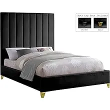 Meridian Furniture Via Rich Velvet Queen Bed in Black