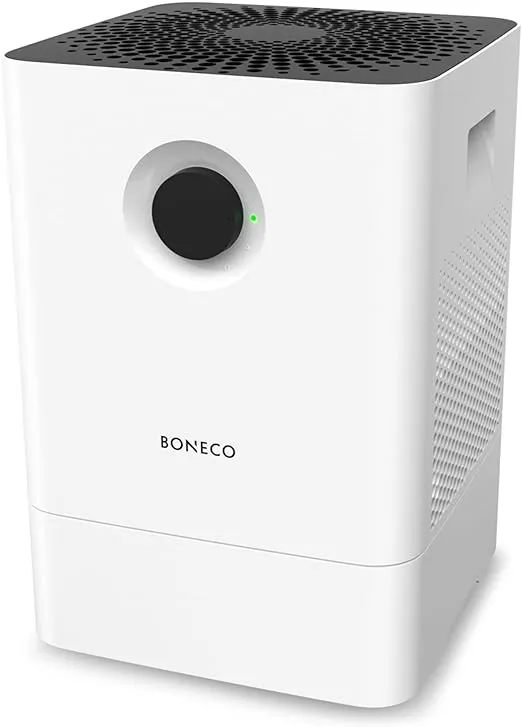 BONECO 2 in 1 Large Room Whisper Quiet Humidifier and Air Purifier with Automatic Shut Off Function and Fragrance Essential Oil Container, White