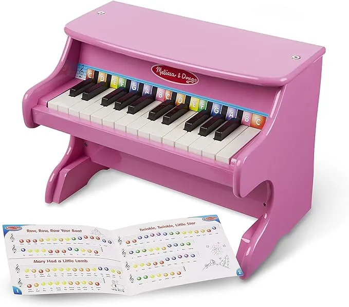 Melissa & Doug Learn-to-Play Pink Piano With 25 Keys and Color-Coded Songbook - Baby Piano, Kids Piano Toy, Toddler Piano Toys For Ages 4+