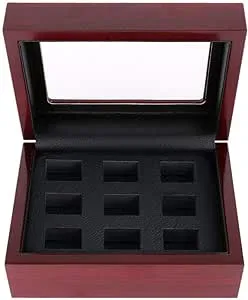 Championship Big Heavy Ring Display Wooden Box (9 Holes)