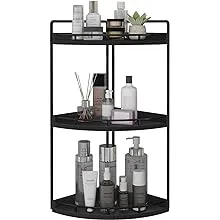  3-Tier Corner Bathroom Organizer Countertop for Storage,Counte<wbr/>r Tray and Black