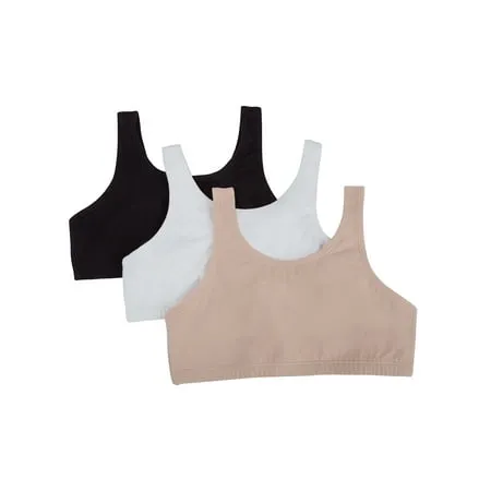 Fruit of the Loom Girls Pull Over Built Up Strap Cotton Sport Bra