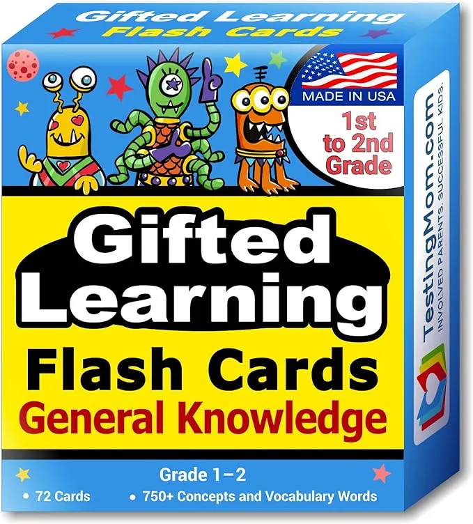 TestingMom.com Gifted Learning Flash Cards - General Knowledge for 1st - 2nd Grade - Gifted and Talented Educational Toy for