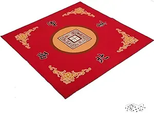 GUSTARIA Mahjong Mat with 3 Free Dice, Anti Slip and Noise Reduction Table Cover for Mahjong, Poker, Card Games, Board Games, Slip Resistant Mat(Red) 31.5" L x 31.5" W (80cm X 80cm)