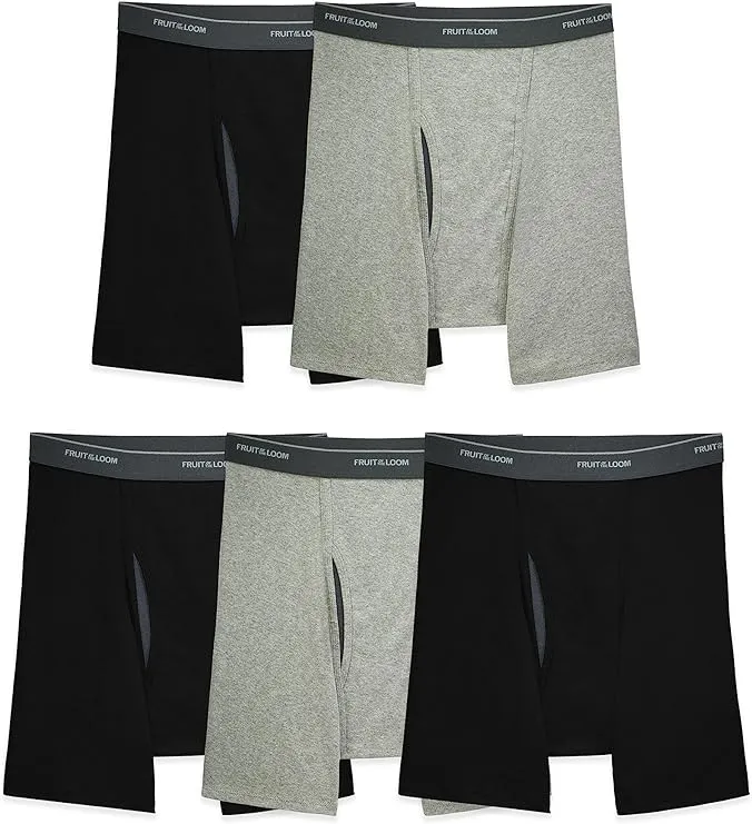 Fruit of The Loom Men's 5pk CoolZone Boxer Briefs - Gray/Black L