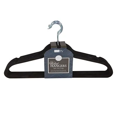 Simplify 10 Super Slim Velvet Huggable Hangers in Black