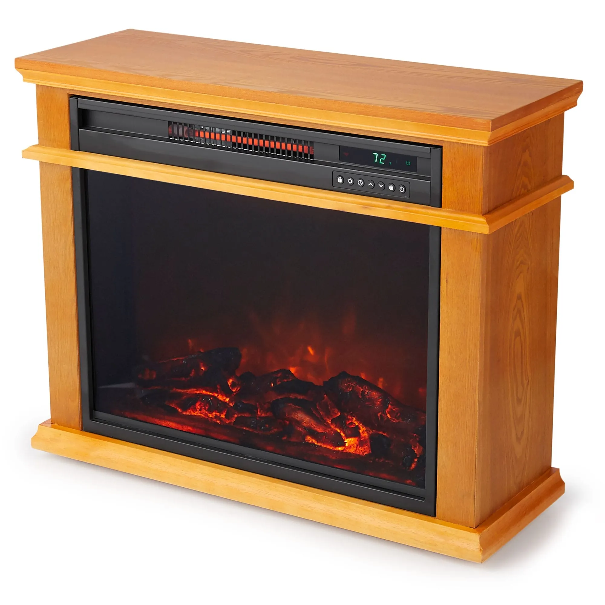 LifeSmart LifePro 1500W Portable Electric Infrared Quartz Indoor Fireplace, Oak - 46