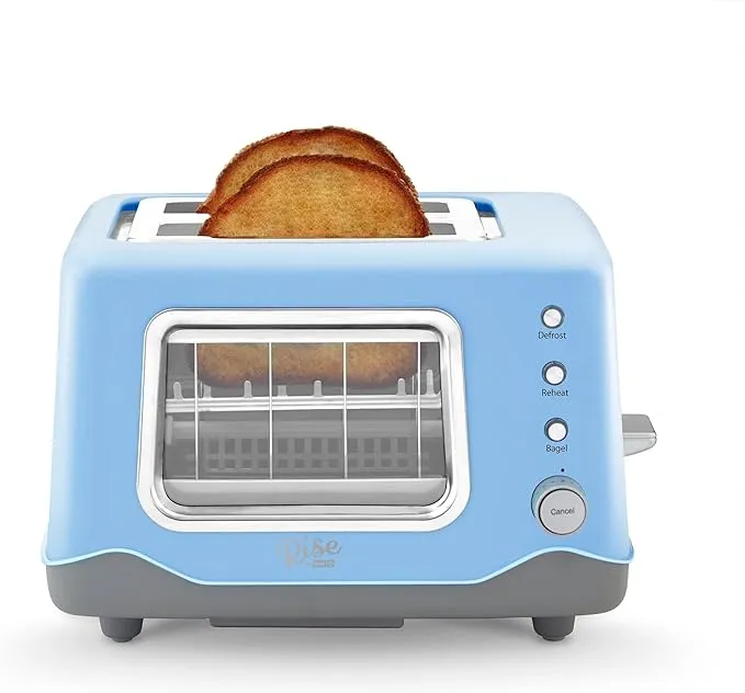 Rise by Dash 6065230 7.9 x 12.2 x 9.5 in. Metal Blue 2 Slot Toaster