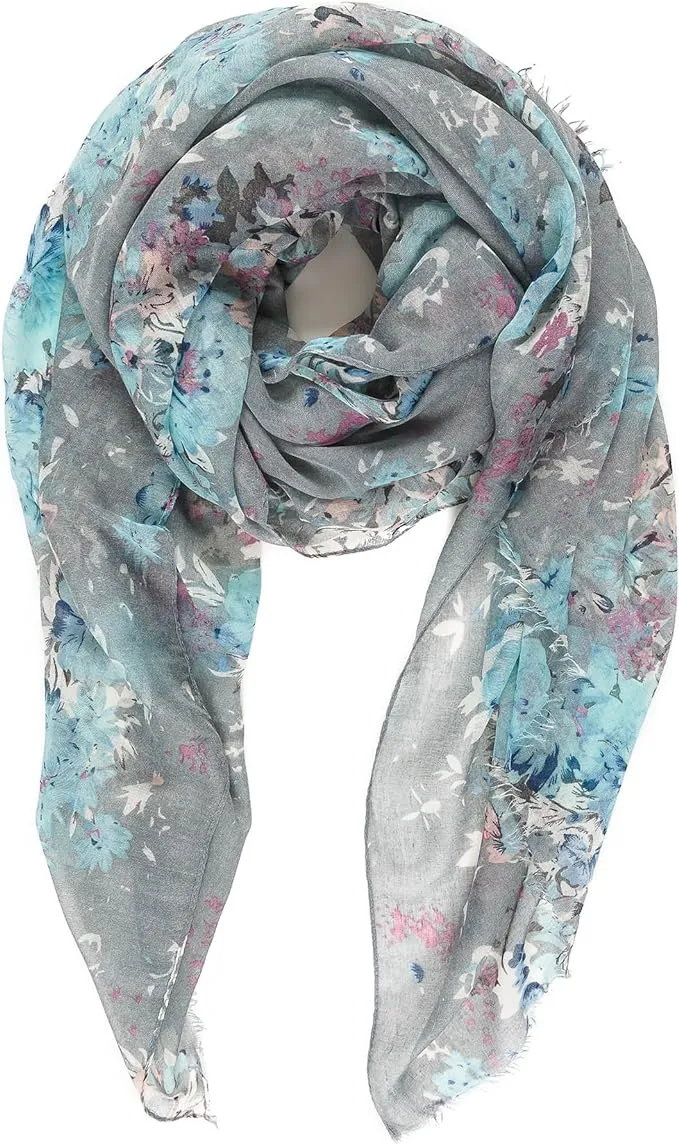 Scarf for Women Lightweight Floral Flower Scarves for Spring Fall Winter Shawl Wrap (P077-4)