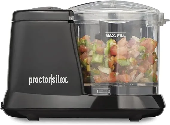 Proctor Silex Durable Electric Vegetable Chopper & Mini Food Processor for Chopping, Puree & Emulsify, 1.5 Cup, BlackProctor Silex Durable Electric Vegetable Chopper & Mini Food Processor for Chopping, Puree & Emulsify, 1.5 Cup, Black