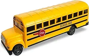 Artcreativity Die Cast Yellow School Bus Toy for Kids - 8.5 inch Pull Back Car with Cool Opening Doors and Rubber Tires - Durable Diecast Metal - Best