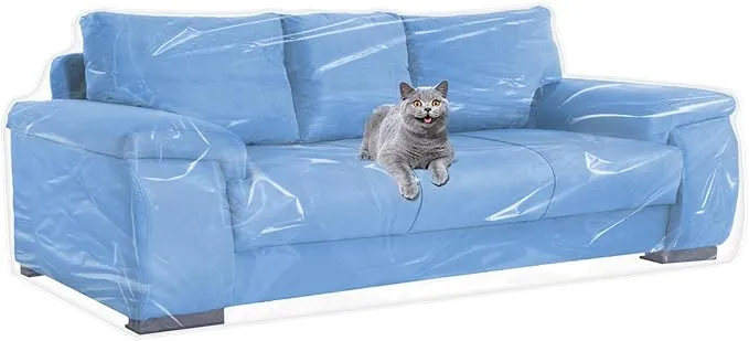 Plastic Couch Cover for Furniture Clear Thicker Plastic Sofa Cover Moving Ant...