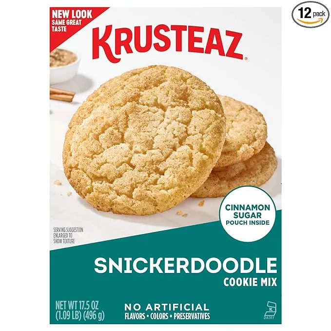 Krusteaz Snickerdoodle Cookie Mix, Includes Cinnamon Sugar Pouch, 17.5 oz Boxes (Pack of 12)