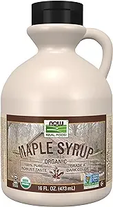 NOW Foods, Certified Organic Maple Syrup, Grade A Dark Color, Certified Non-GMO, Pure, Robust Taste, 16-Ounce