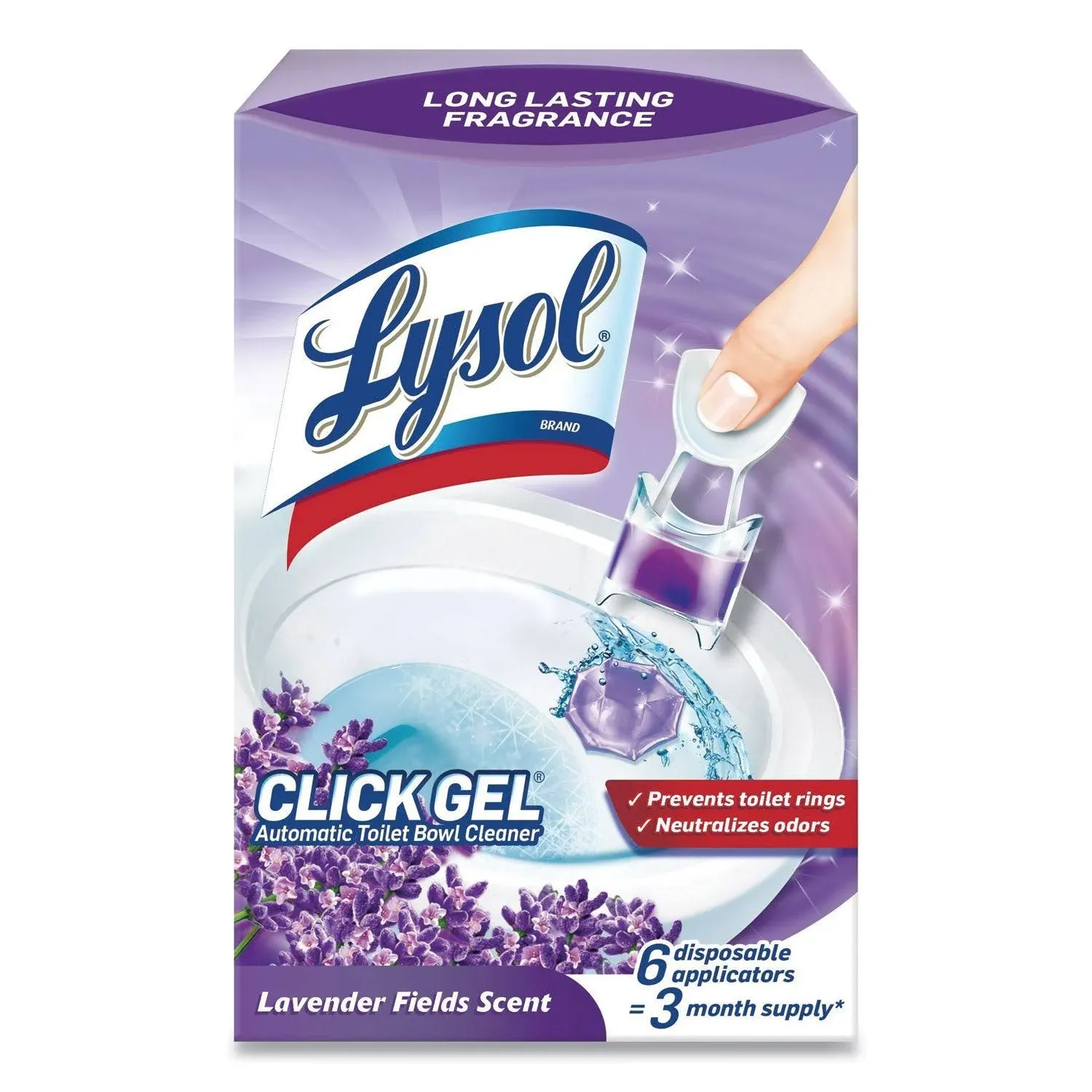 Lysol Click Gel Automatic Toilet Bowl Cleaner, Lavender Fields, 6-box, 4 Boxes-carton