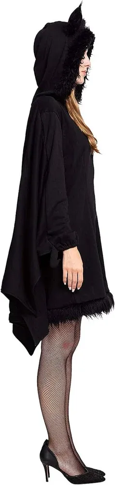 Woman’s Black Bat Zip Hoodie Halloween Costumes For Adults