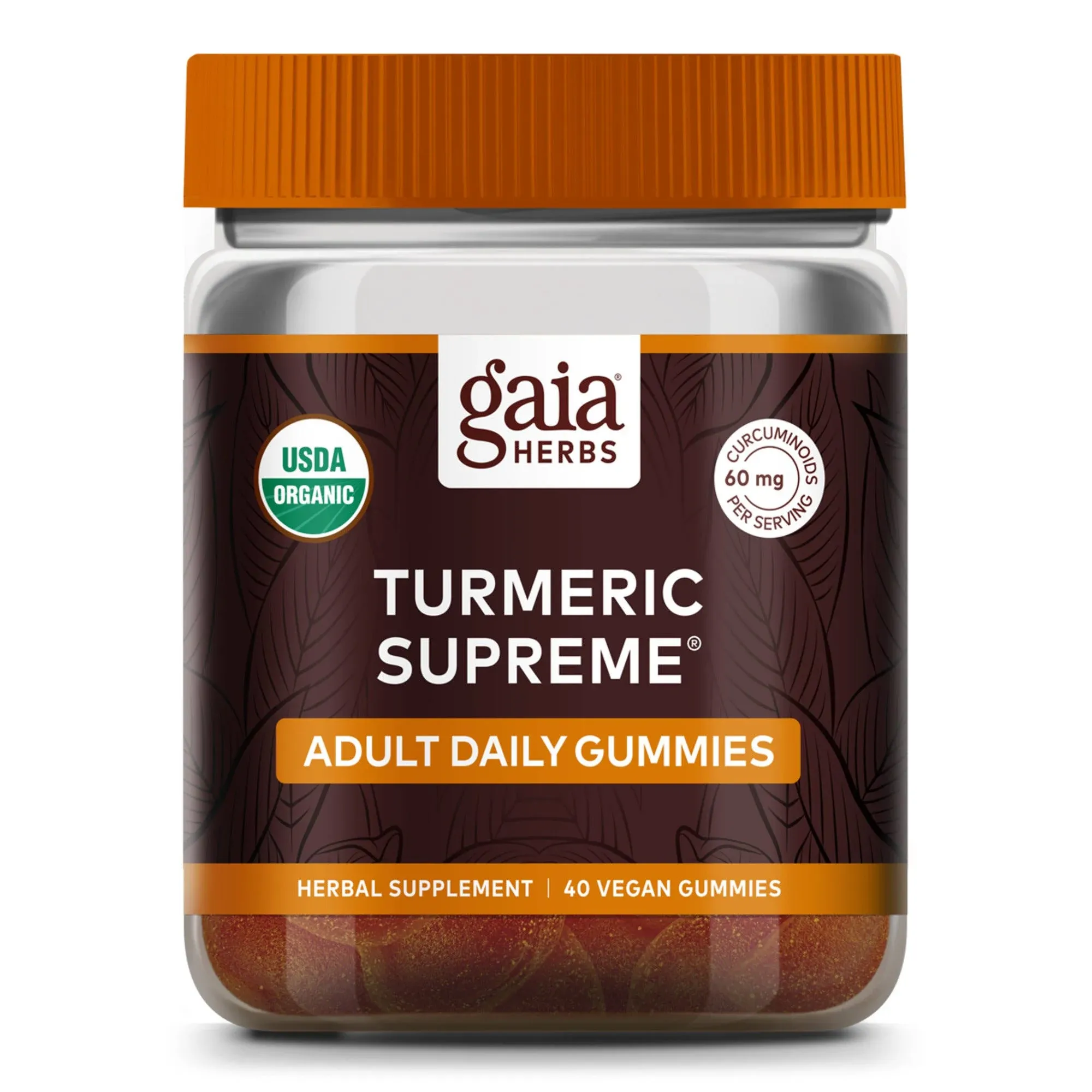 Gaia Herbs Turmeric Supreme Adult Daily Gummies-Daily Swelling Support for Healthy, Active Life-USDA Certified Organic Blend of Turmeric and Supportive Herbs-40 Gummies(20-Day Supply)