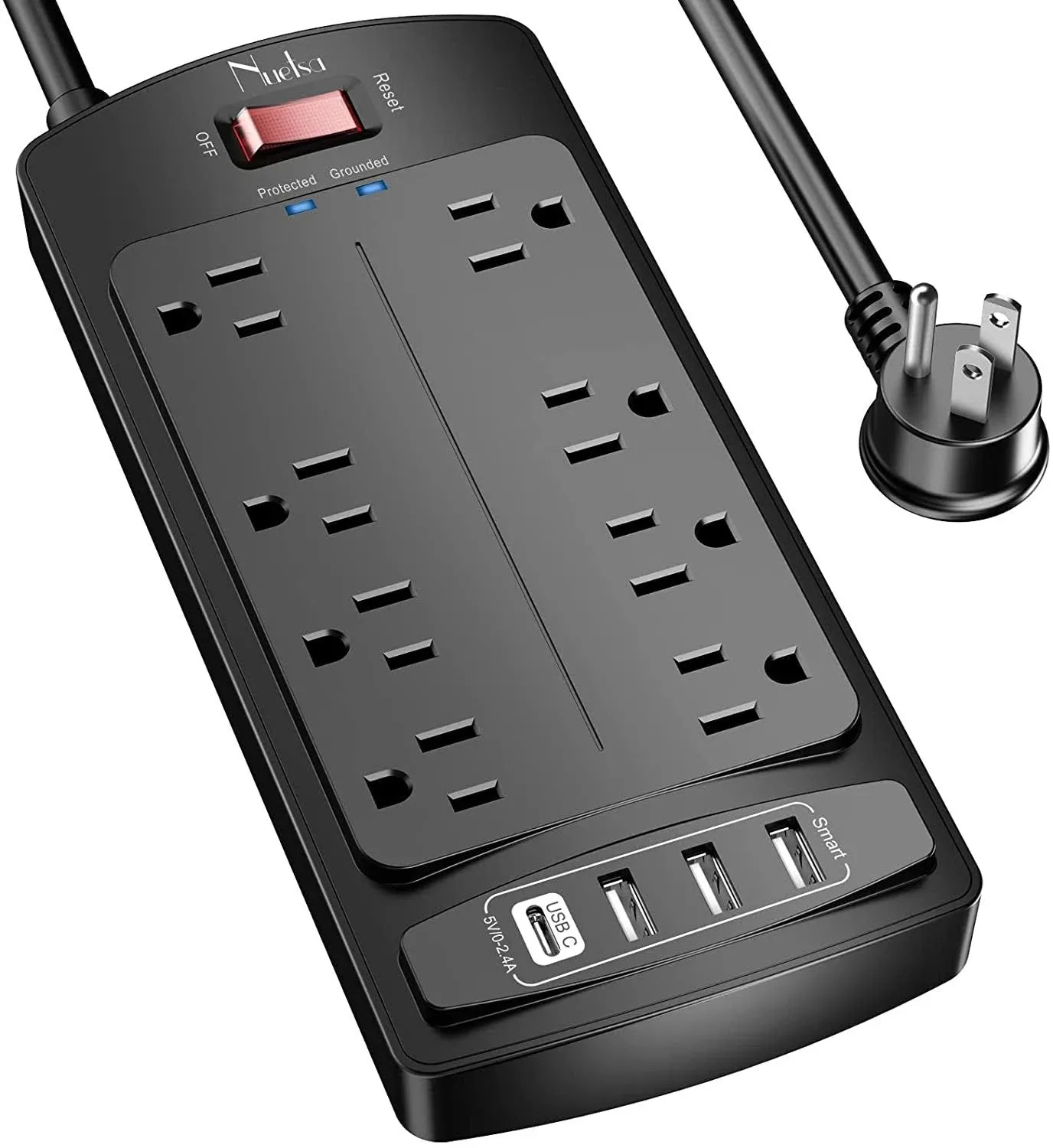 6FT Surge Protector Power Strip, Extension Cord with 8 Outlets and 4 USB Port...