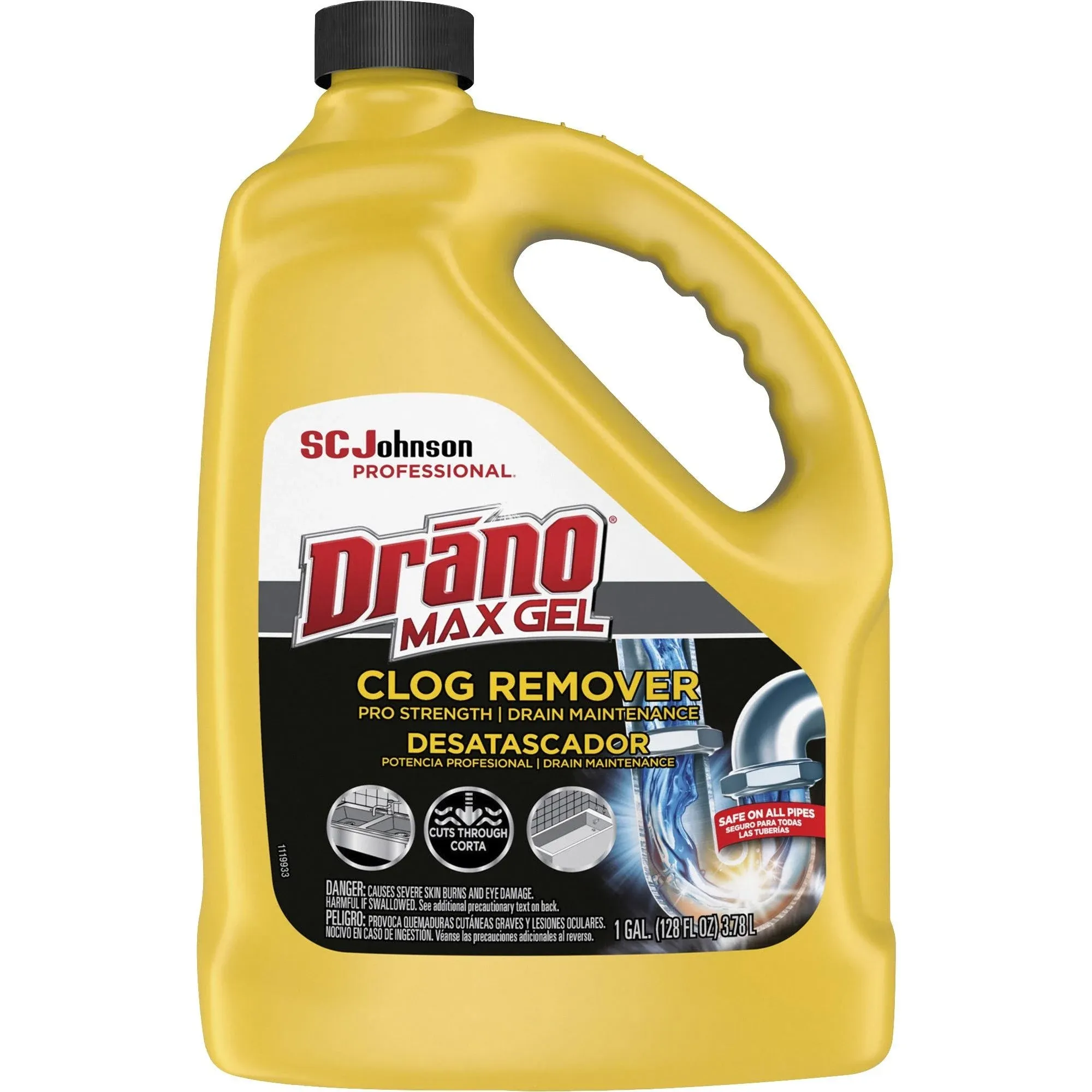 Drano - Max Gel Clog Remover, Bleach Scent, 128 oz Bottle