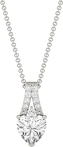 Moissanite Halo Pendant Necklace (1 3/8 Ct. T.w. Diamond Equivalent) In 14k White Gold