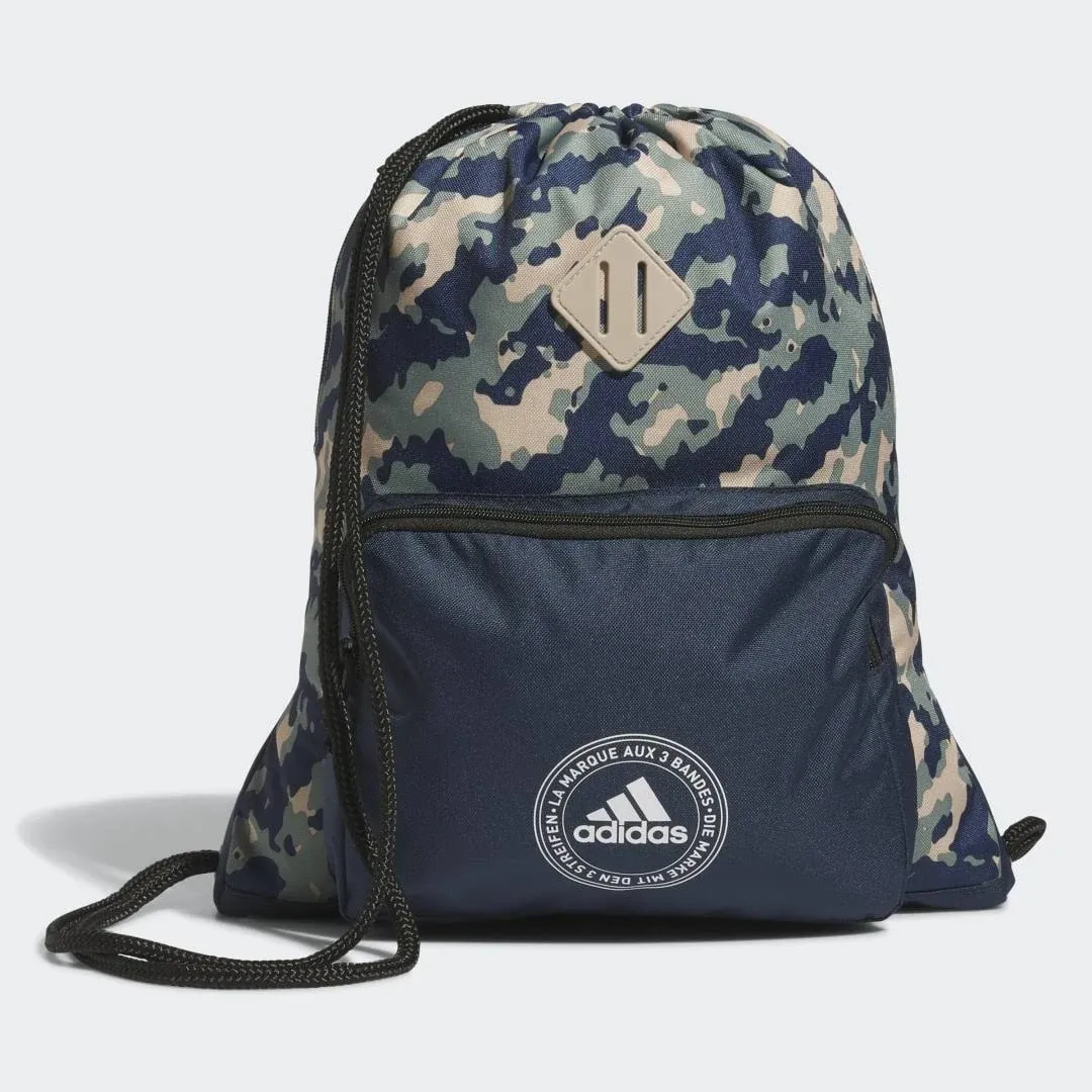 adidas Classic 3s 2.0 Sackpack, Essential Camo Crew Navy-Silver Green/Crew Navy, One Size