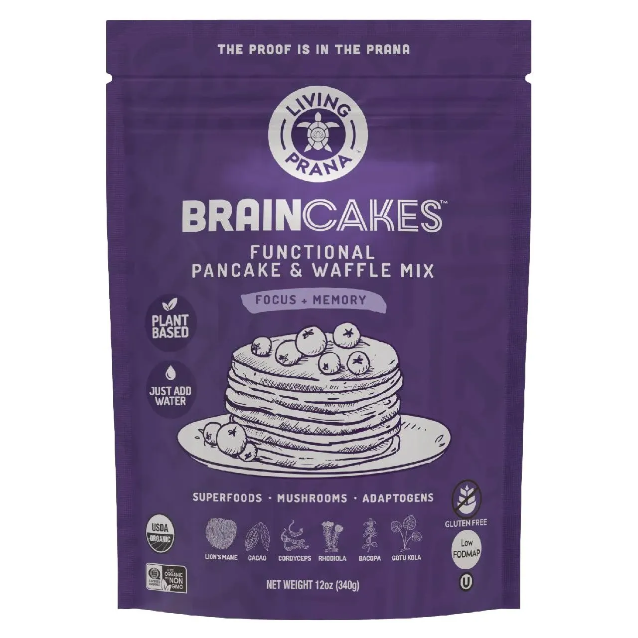 Living Prana BrainCakes Superfood Organic Pancake & Waffle Mix Gluten Free Memory