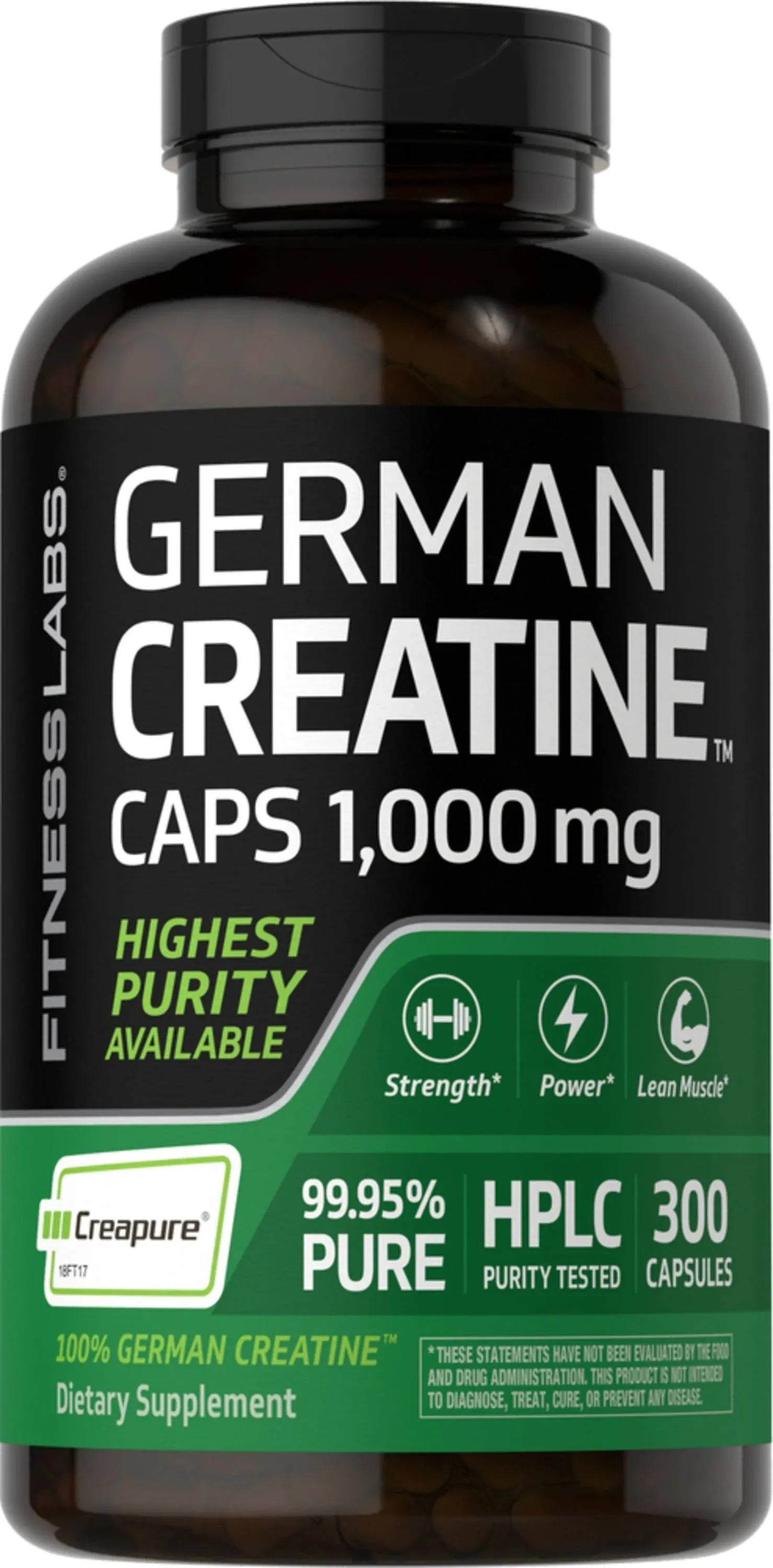 German Creatine Monohydrate (Creapure) 1000 mg, 300 Capsules