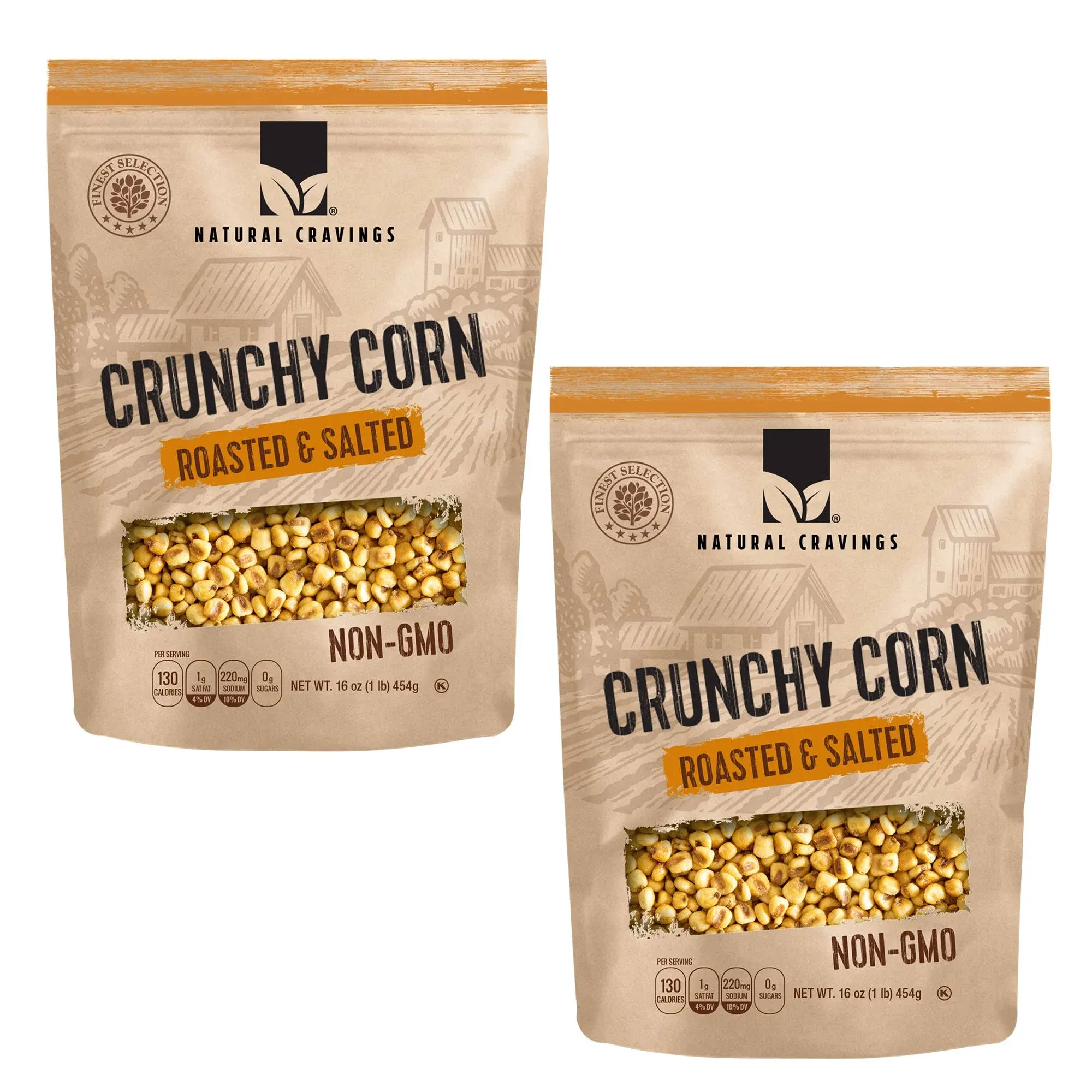 Natural Craving Toastad Corn Nuts, Roasted & Salted Original Flavor, Non-GMO (All Natural Ingredients) Guilt-Free snacking Toasted Corn Kernels in Reseable Bag - Crunchy Snack (Corn Nuts x2)