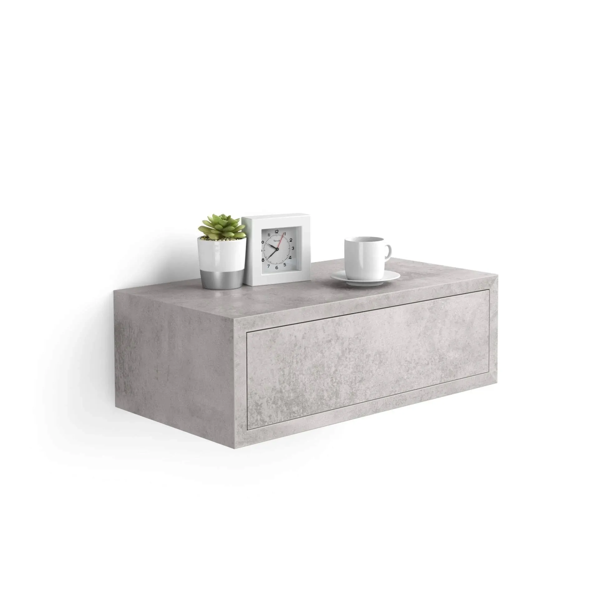 Mobili Fiver, Riccardo Floating Nightstand, Concrete Grey, Made in Italy