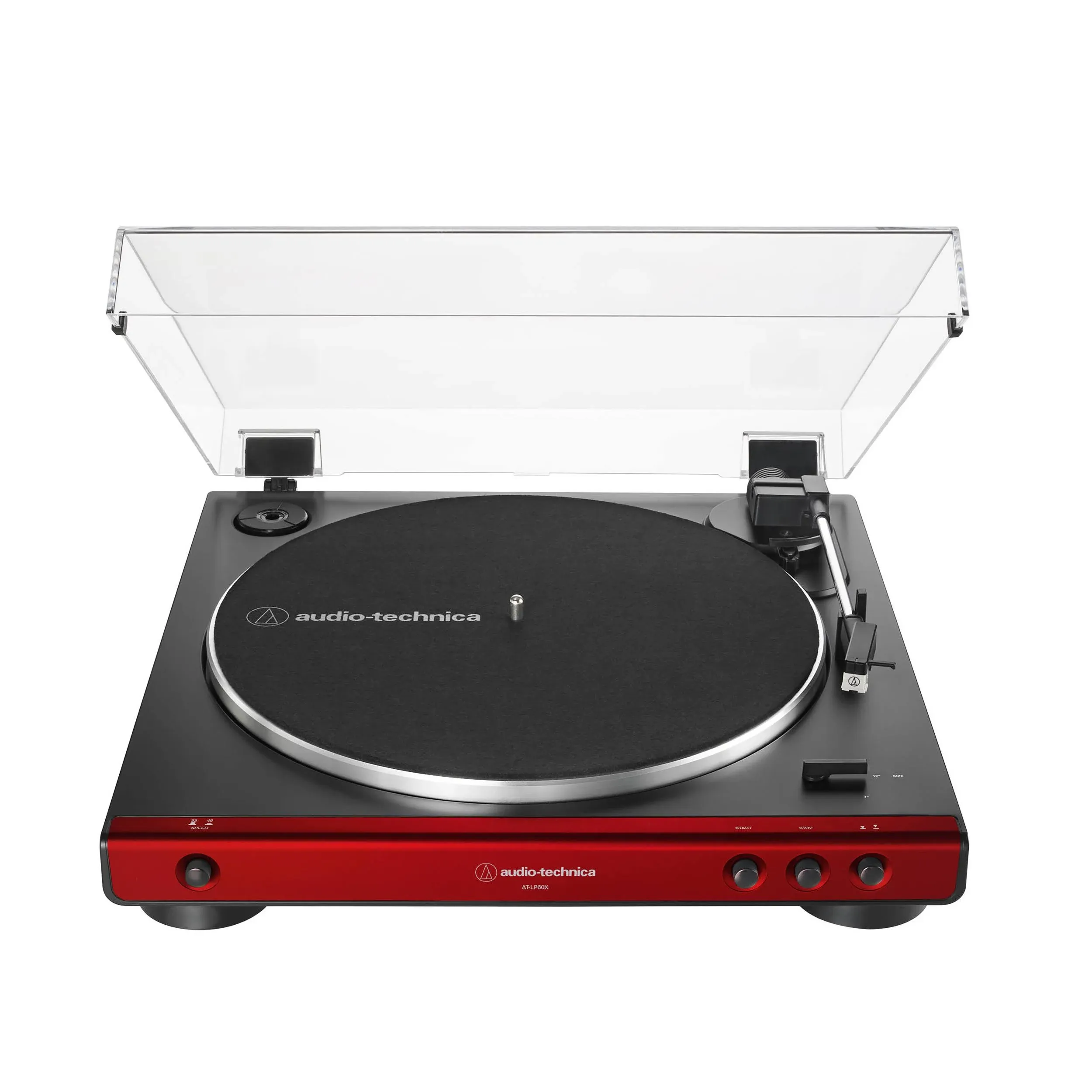 Audio-Technica AT-LP60XBT-RD Fully Automatic Belt-Drive Stereo Turntable, Red/Black, Bluetooth, Hi-Fi, 2 Speed