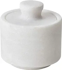 White Marble Salt Cellar Keeper With Lid 