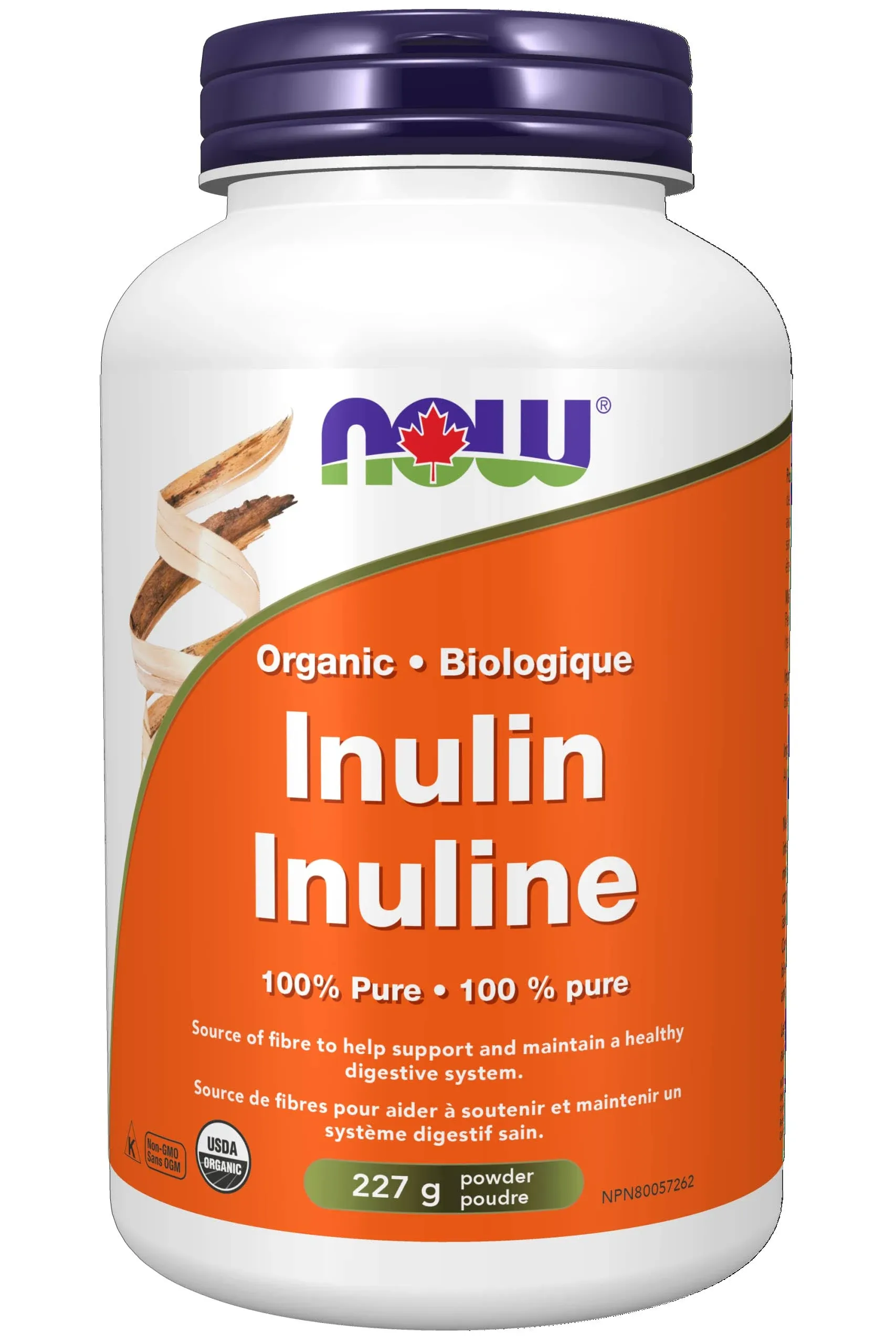 NOW Supplements, Inulin Prebiotic Pure Powder, Certified Organic 1 lb. (454 g)