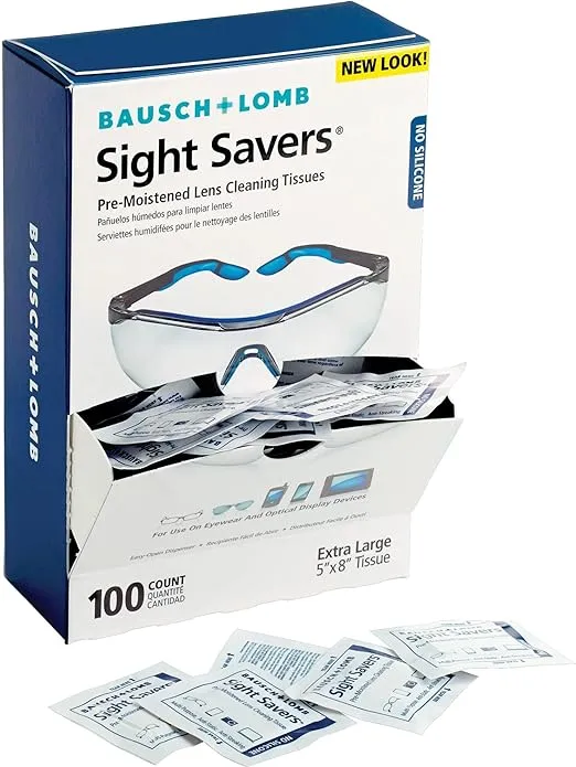 Bausch & Lomb Sight Savers Premoistened Lens Cleaning Tissues, 100