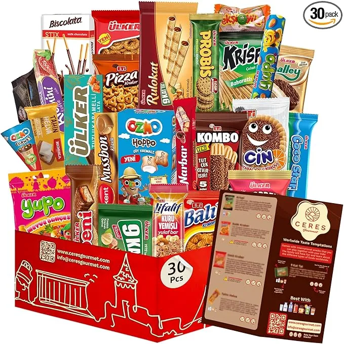 International Snack Box, 30 Pcs Premium Foreign Rare Snack Food Gifts with Suprise Item,European Snacks for Adults and Kids for Easter Day