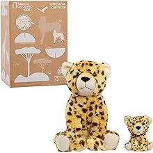 National Geographic Large Plush Cheetah and Cub Stuffed Animals, Kids Toys for Ages 3 Up, Amazon Exclusive