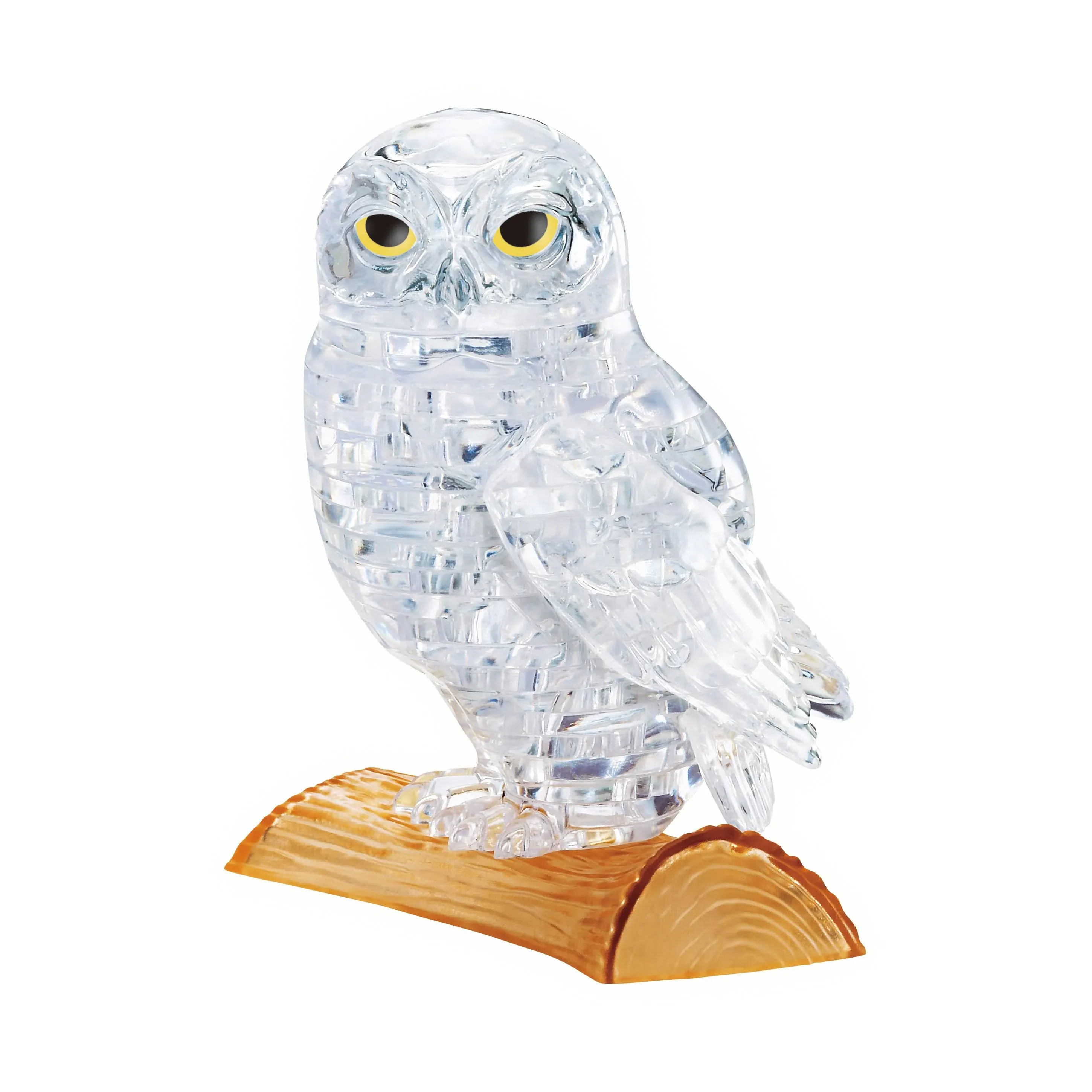 BePuzzled Original 3D Crystal Jigsaw Puzzle - Owl Animal Bird Assembly Brain Teaser, Fun Model Toy Gift Decoration for Adults & Kids Age 12 and Up, Clear, 42 Pieces (Level 1)