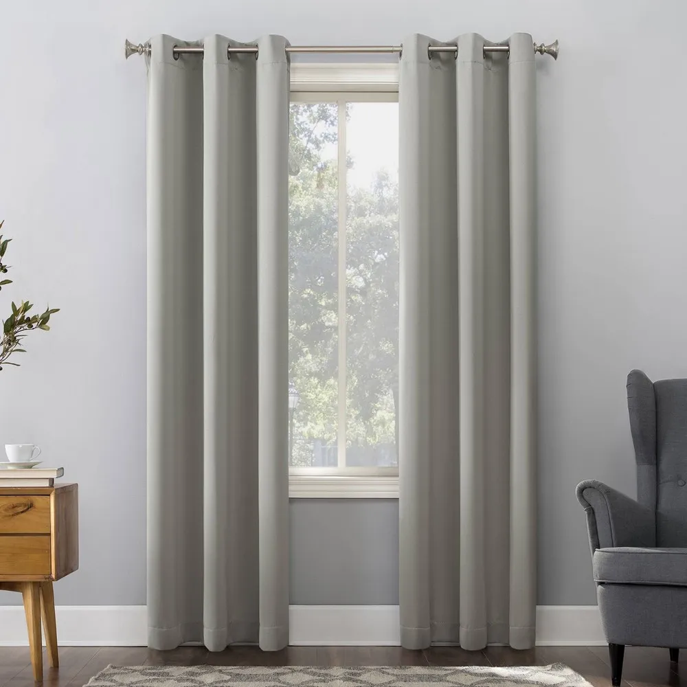 Sun Zero Sage Green Saxon Energy Saving Blackout Grommet Curtain Panel