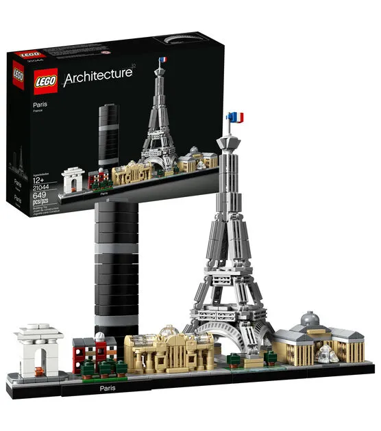 LEGO Architecture Skyline Collection 21044 Paris Skyline Building Kit With Eiffel Tower Model and other Paris City Architecture for build and display (649 Pieces)