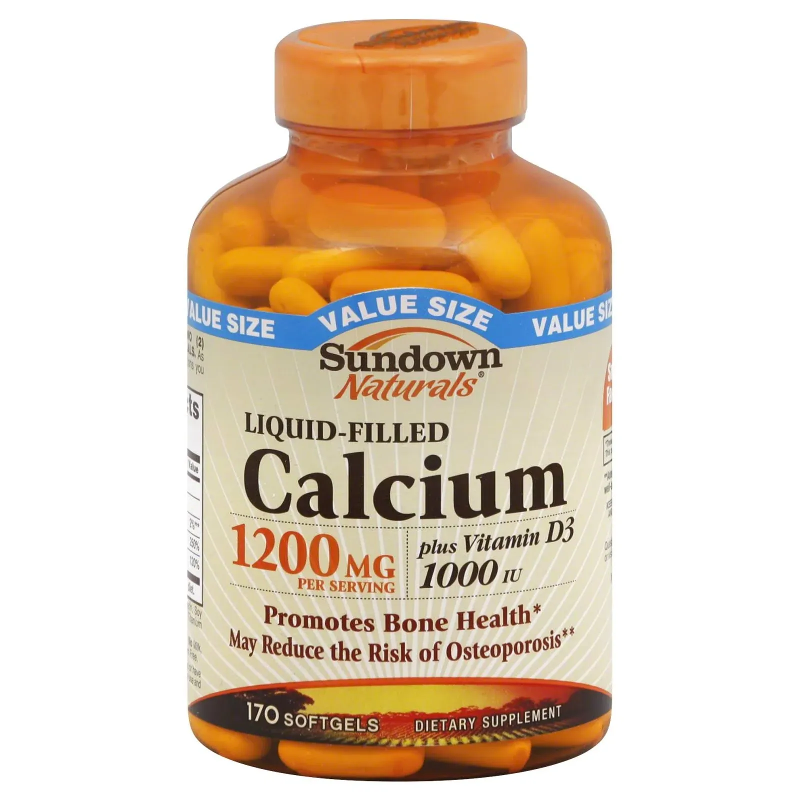 Sundown Non-GMO Calcium, Plus Vitamin D3, 1200 mg, Value Size, Softgels - 170 softgels